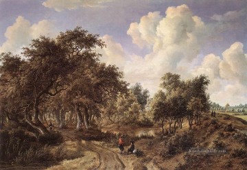 Eine bewaldete Landschaft 1660 Meindert Hobbema Wald Ölgemälde